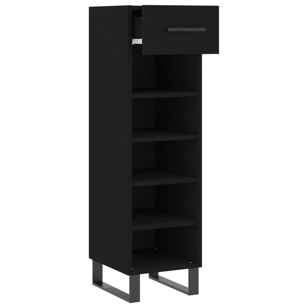 vidaXL Shoe Cabinet Black 30x35x105 cm Engineered Wood