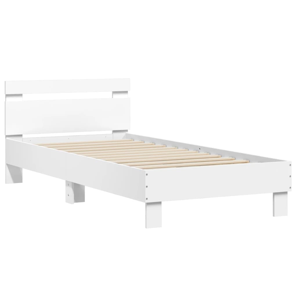 vidaXL Bed Frame without Mattress with Headboard White 90x190 cm Single