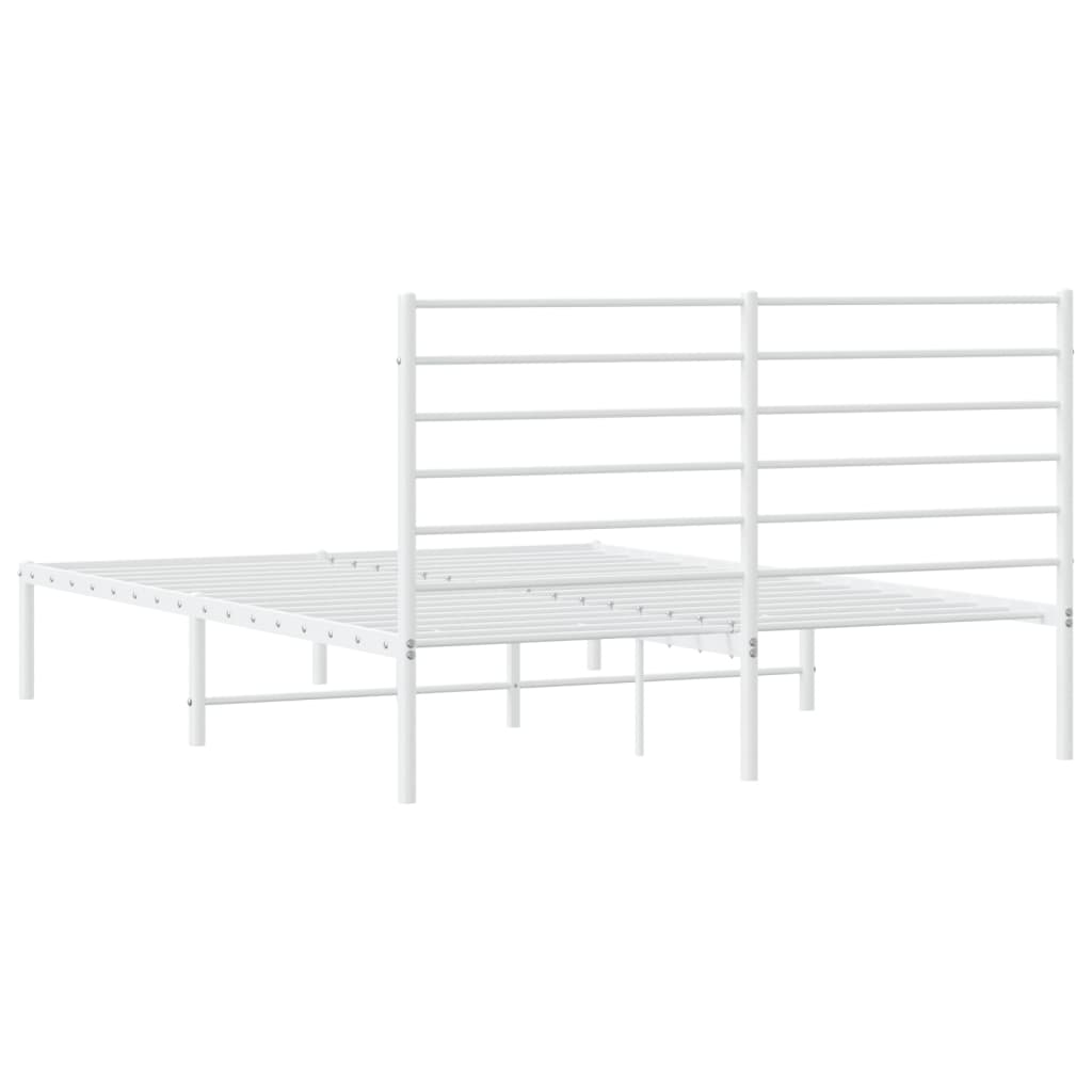 vidaXL Metal Bed Frame without Mattress with Headboard White 120x190 cm Small Double