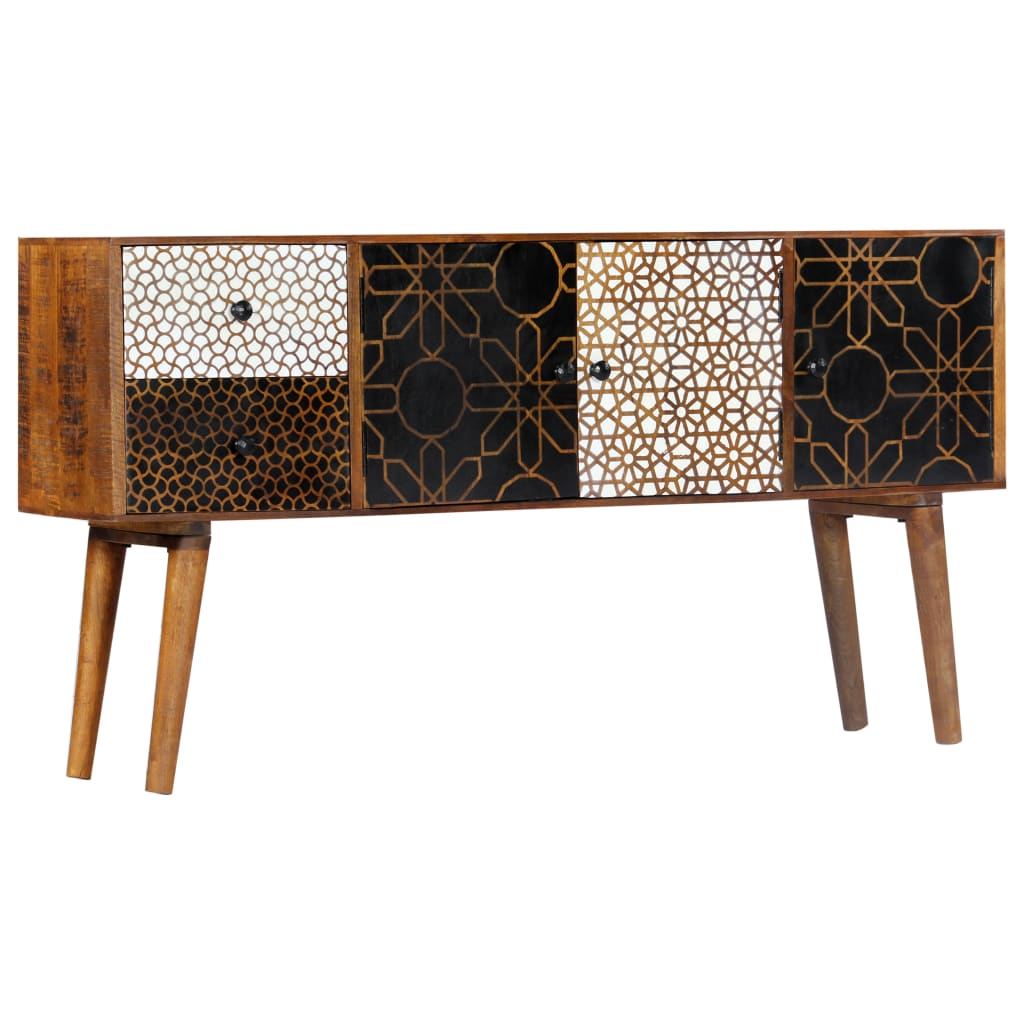 vidaXL Sideboard with Printed Pattern 130x30x70 cm Solid Mango Wood