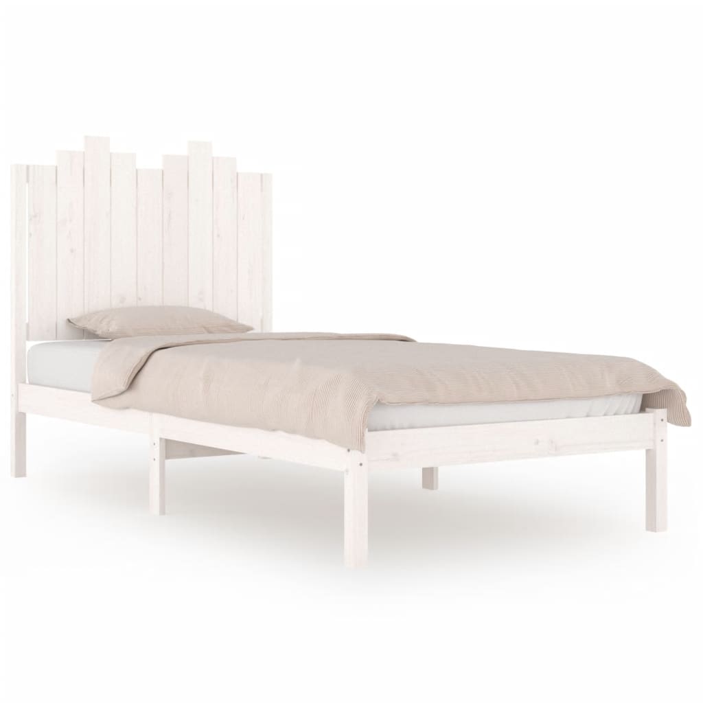 vidaXL Bed Frame without Mattress White Solid Wood Small Single