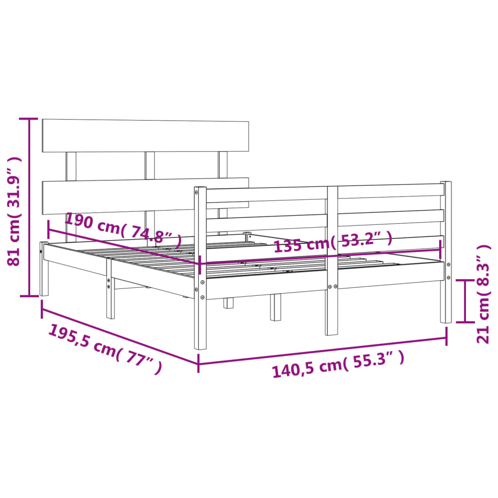 vidaXL Bed Frame without Mattress Double Solid Wood