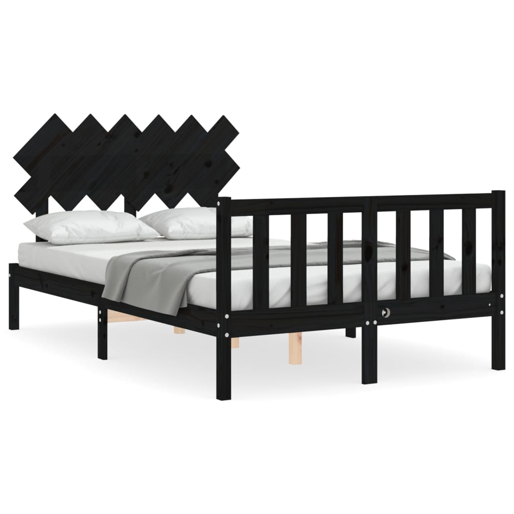 vidaXL Bed Frame without Mattress Black 120x200 cm Solid Wood Pine