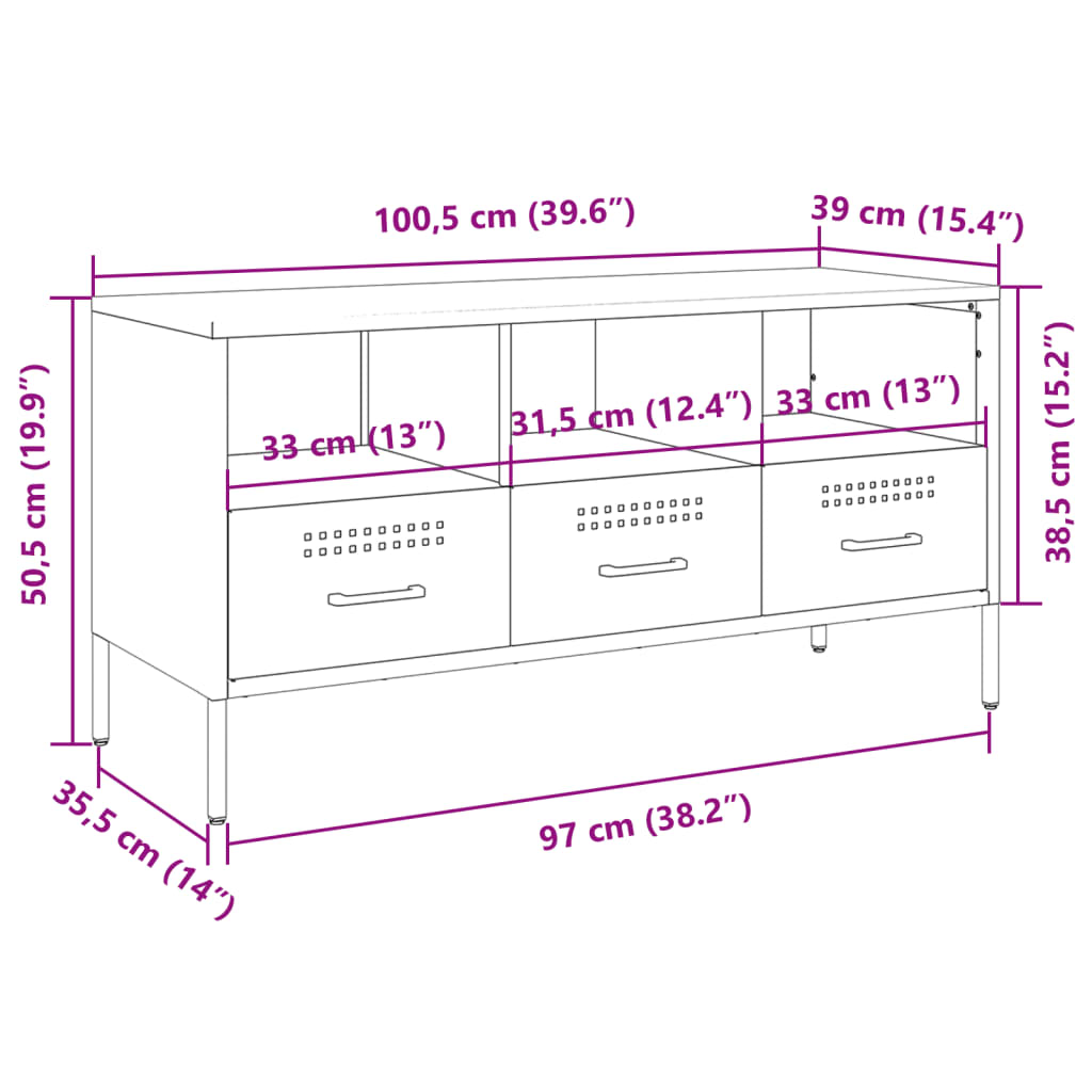 vidaXL TV Cabinet Pink 100.5x39x50.5 cm Steel