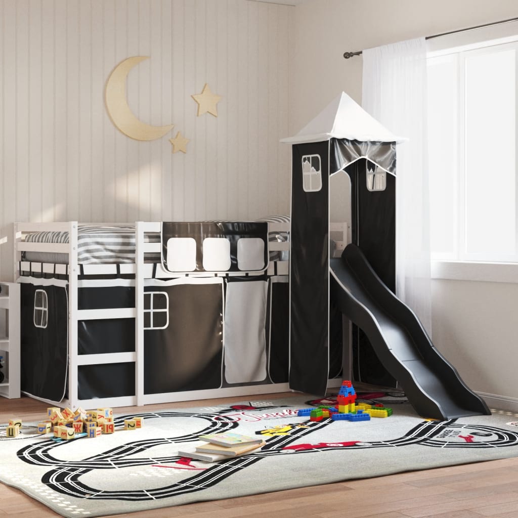 vidaXL Bunk Bed without Mattress with Slide White and Black 80x200 cm