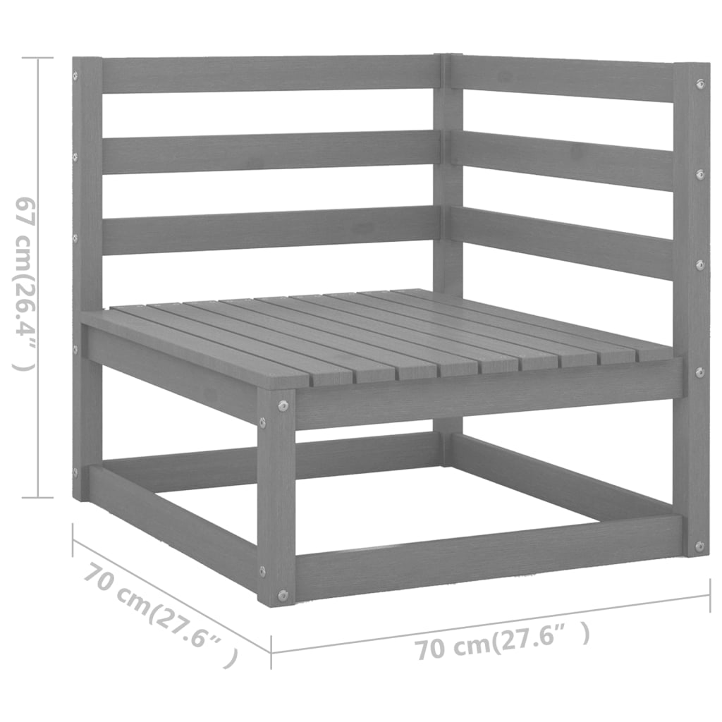 vidaXL 5 Piece Garden Lounge Set Grey Solid Wood Pine