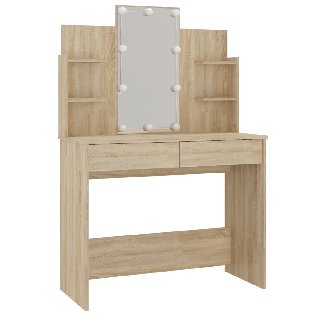 vidaXL Dressing Table with LED Sonoma Oak 96x40x142 cm