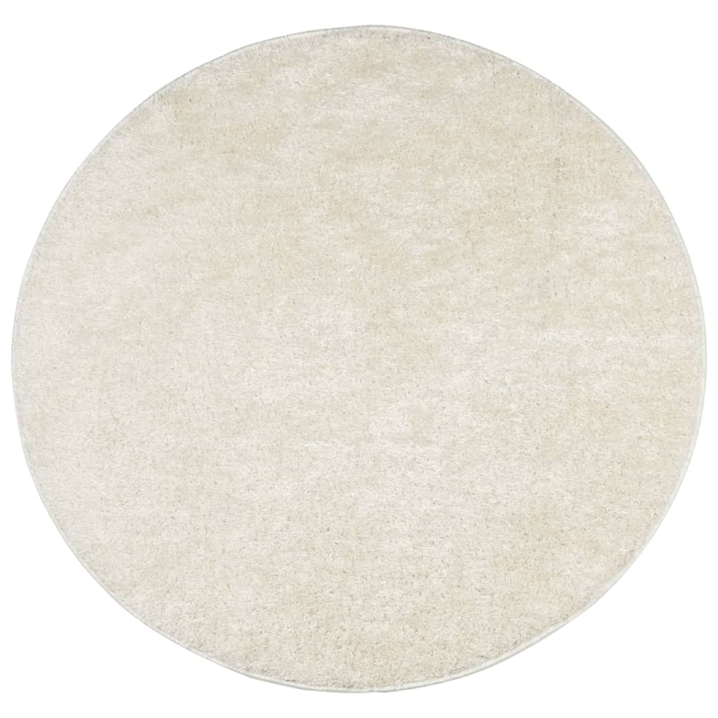 vidaXL Rug ISTAN High Pile Shiny Look Cream Ø 80 cm