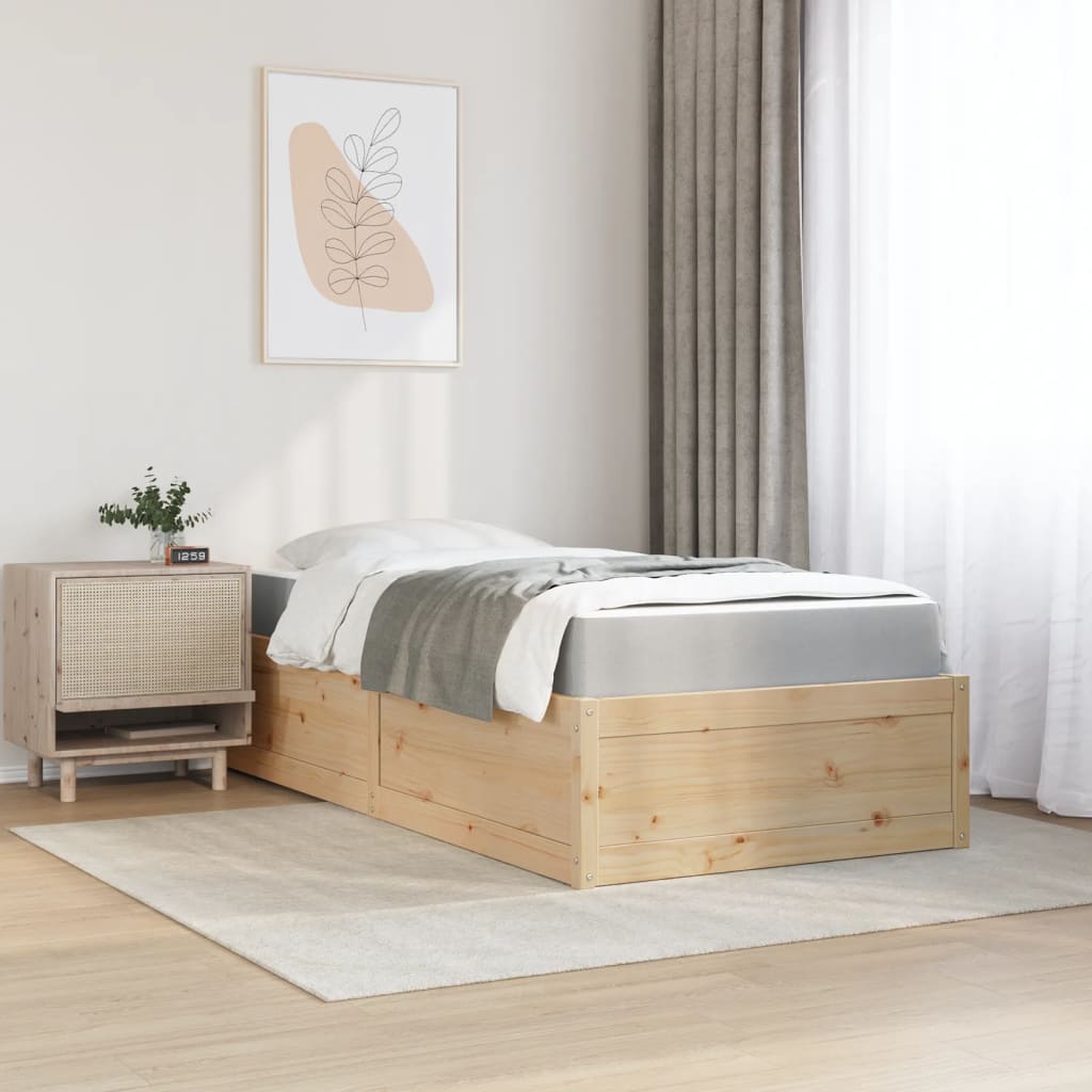 vidaXL Bed with Mattress 100x200 cm Solid Wood Pine