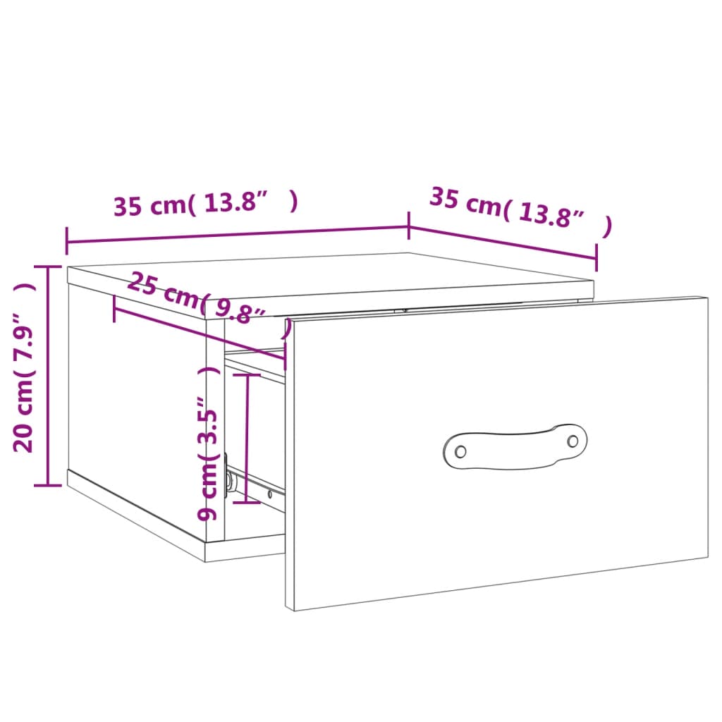 vidaXL Wall-mounted Bedside Cabinets 2 pcs Concrete Grey 35x35x20 cm