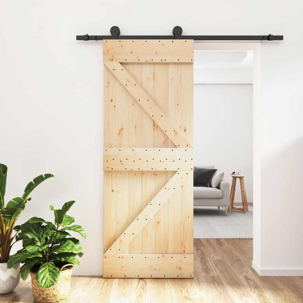 vidaXL Sliding Door with Hardware Set 70x210 cm Solid Wood Pine