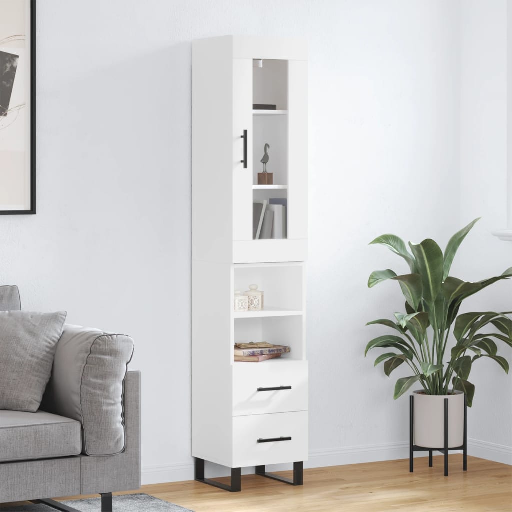 vidaXL Highboard White 34.5x34x180 cm Engineered Wood