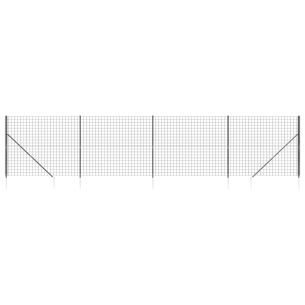 vidaXL Wire Mesh Fence with Spike Anchors Anthracite 1.4x10 m