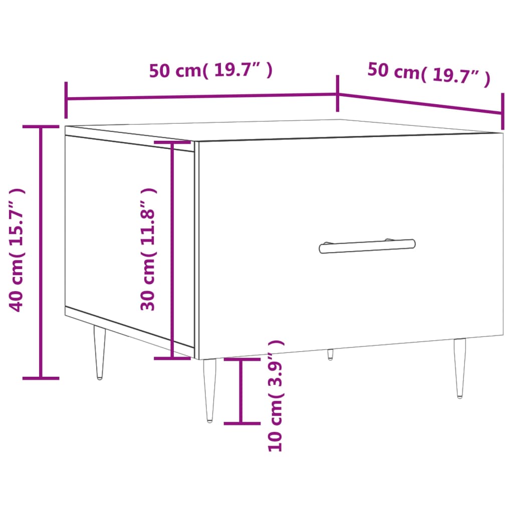 vidaXL Coffee Tables 2pcs High Gloss White 50x50x40 cm Engineered Wood