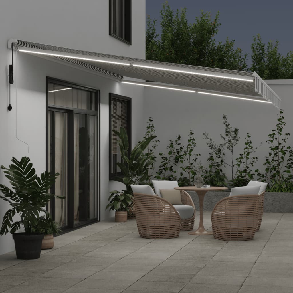 vidaXL Automatic Retractable Awning with LED Anthracite&White 600x350 cm