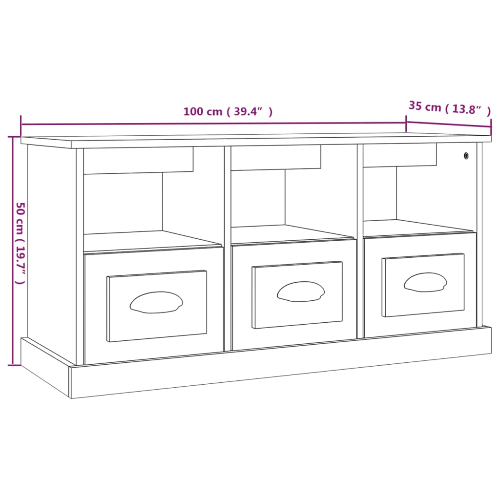 vidaXL TV Cabinet White 100x35x50 cm Engineered Wood