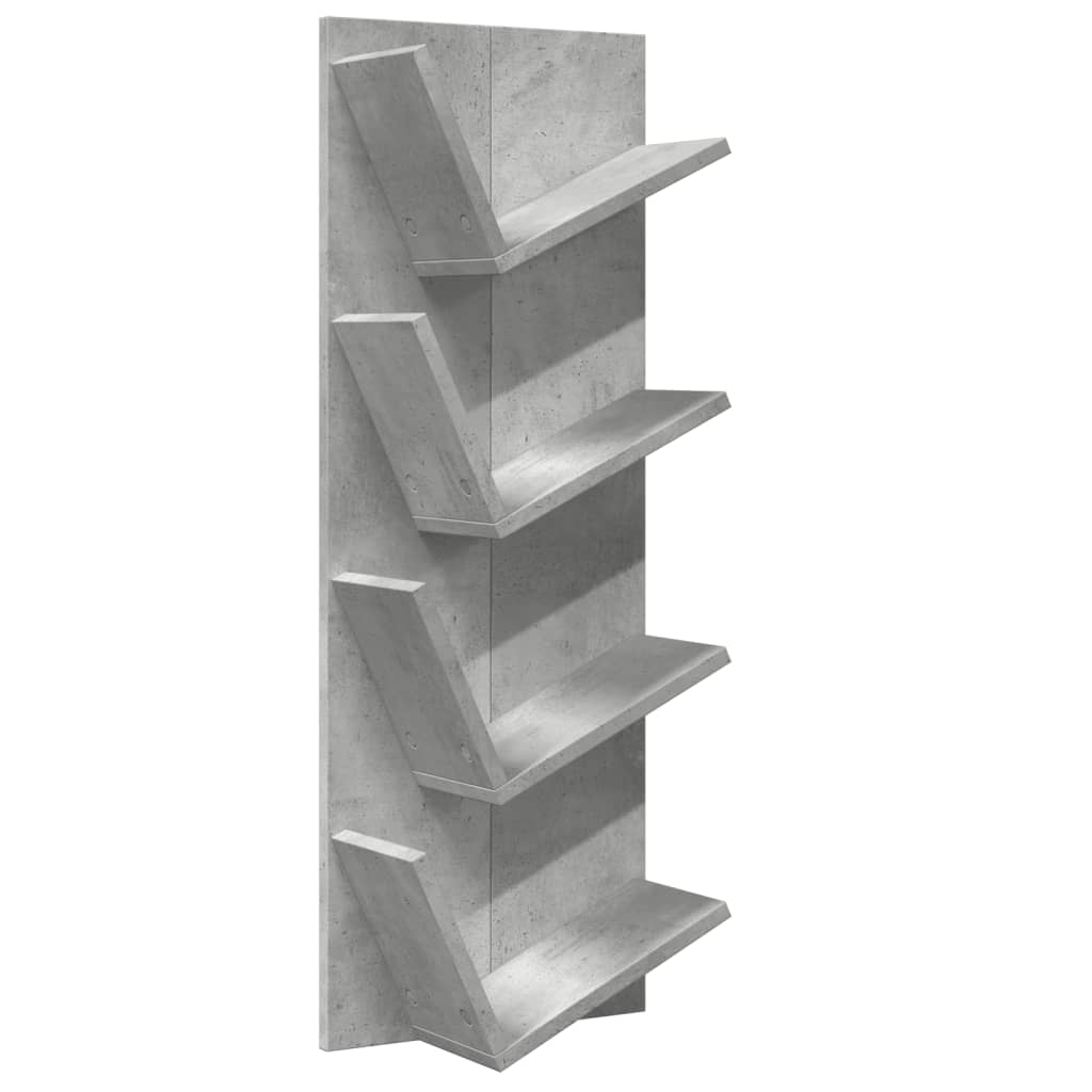 vidaXL Wall Bookshelf 4-Tier Concrete Grey 33x16x90 cm