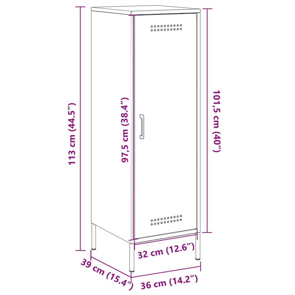 vidaXL Highboard Olive Green 36x39x113 cm Steel