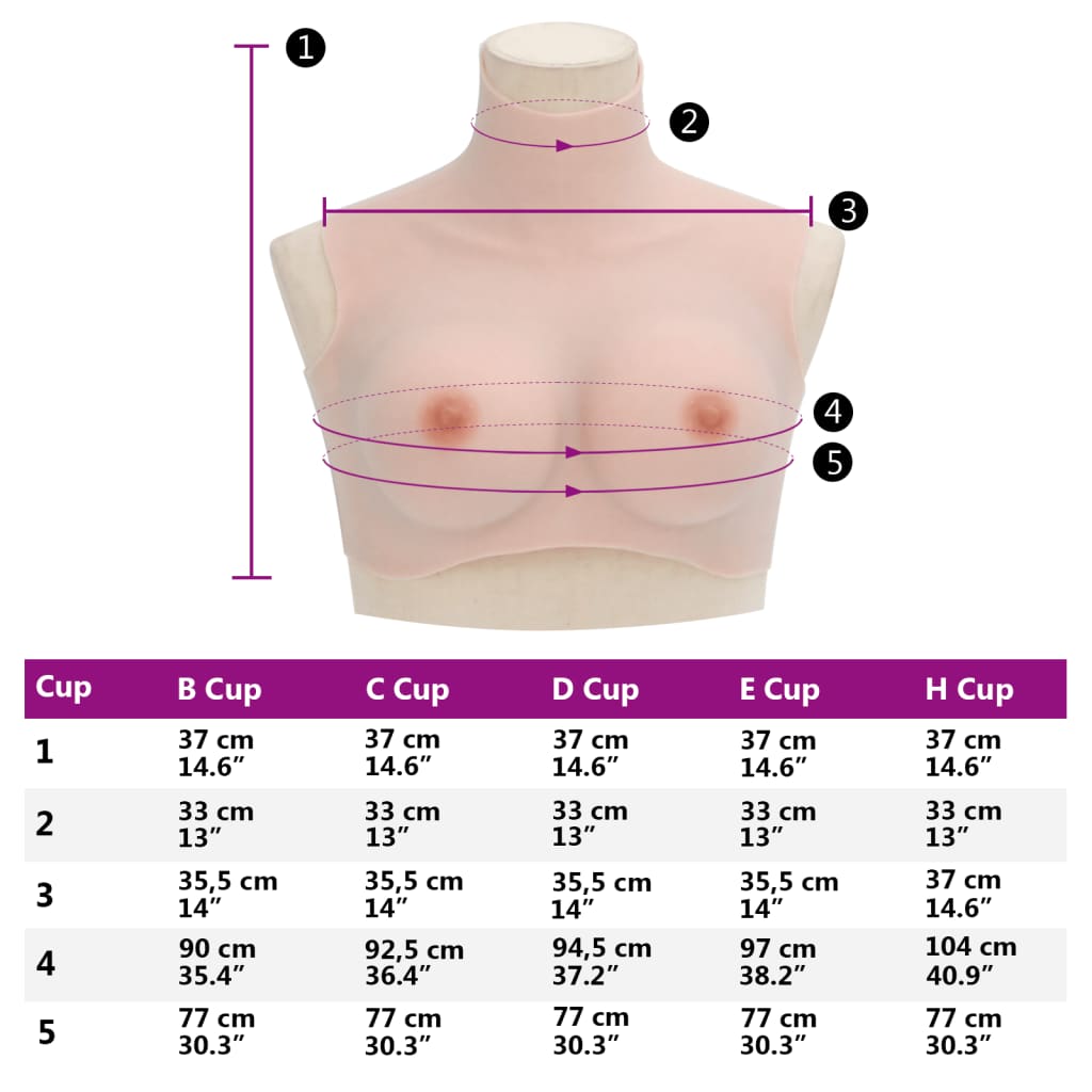 vidaXL Silicone Breastplate Caucasian D Cup