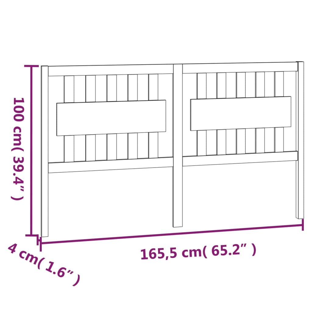 vidaXL Bed Headboard 165.5x4x100 cm Solid Wood Pine