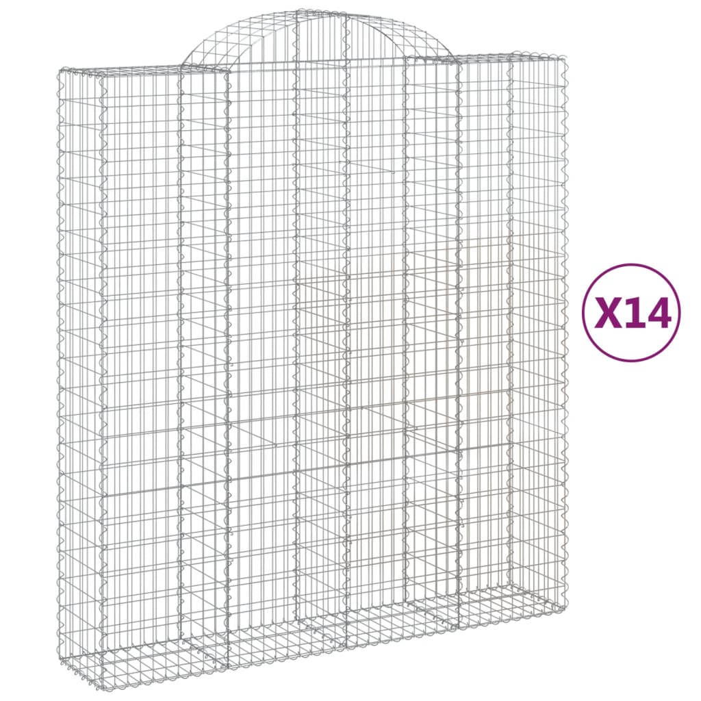 vidaXL Arched Gabion Baskets 14 pcs 200x50x220/240 cm Galvanised Iron