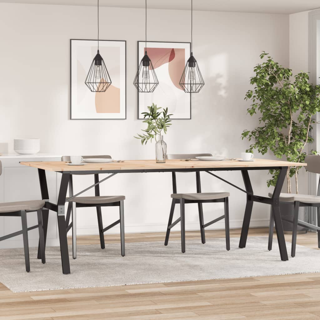 vidaXL Dining Table Y-Frame 200x100x75 cm Solid Wood Pine and Cast Iron