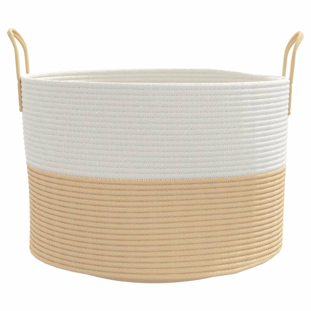 vidaXL Storage Basket Beige and White Ø51x33 cm Cotton