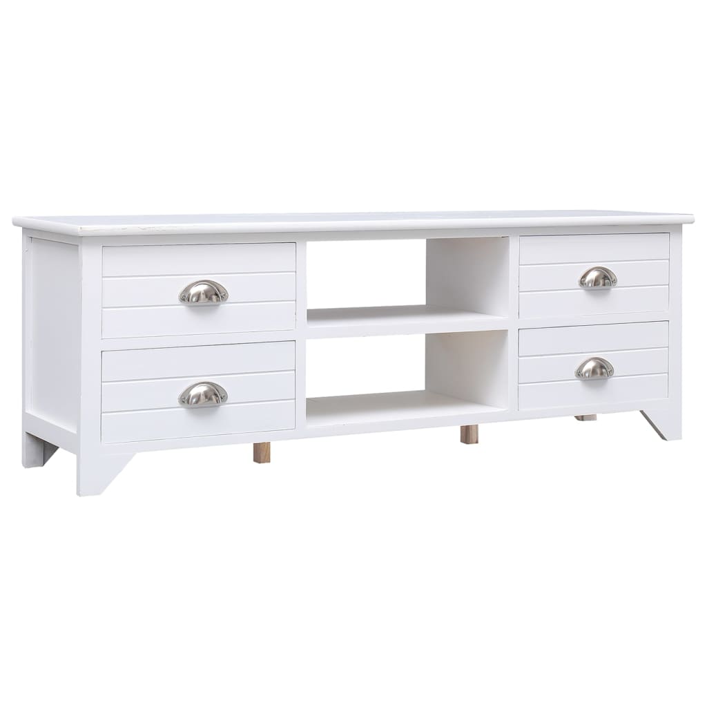 vidaXL TV Cabinet White 108x30x40 cm Solid Paulownia Wood