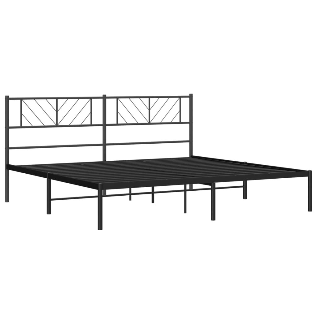 vidaXL Metal Bed Frame without Mattress with Headboard Black 183x213 cm