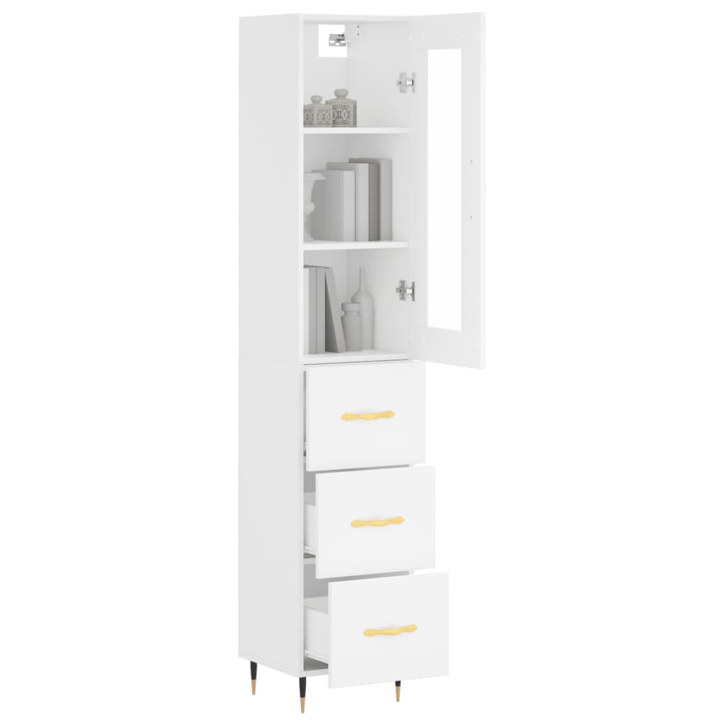 vidaXL Highboard White 34.5x34x180 cm Engineered Wood