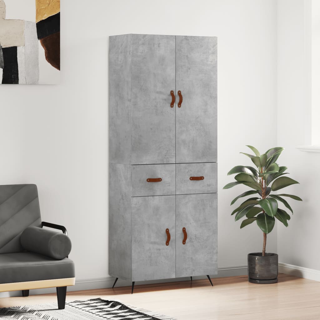 vidaXL Highboard Concrete Grey 69.5x34x180 cm Engineered Wood