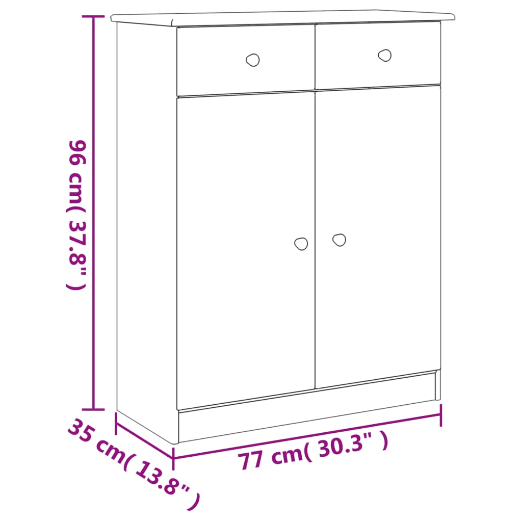 vidaXL Shoe Cabinet ALTA 77x35x96 cm Solid Wood Pine