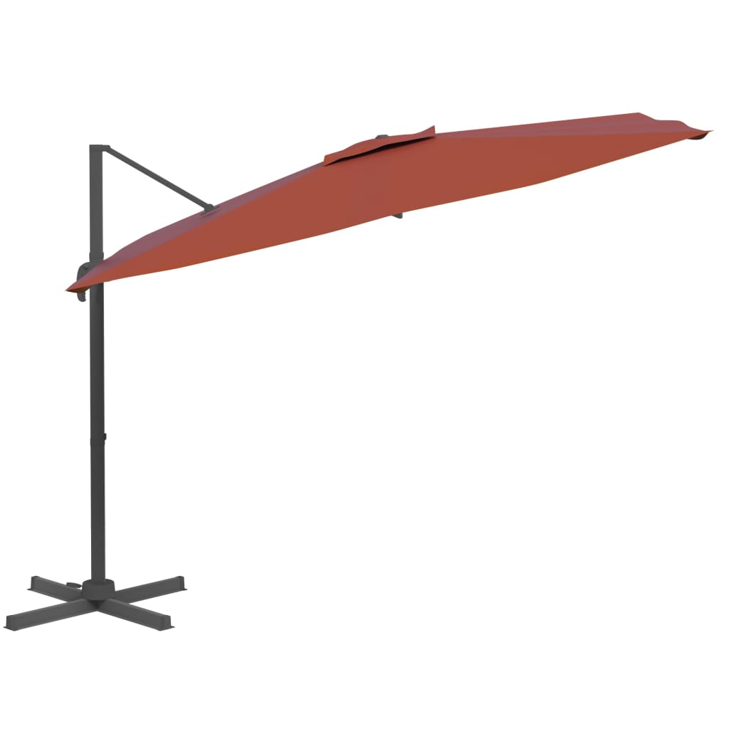 vidaXL LED Cantilever Garden Parasol Terracotta 400x300 cm