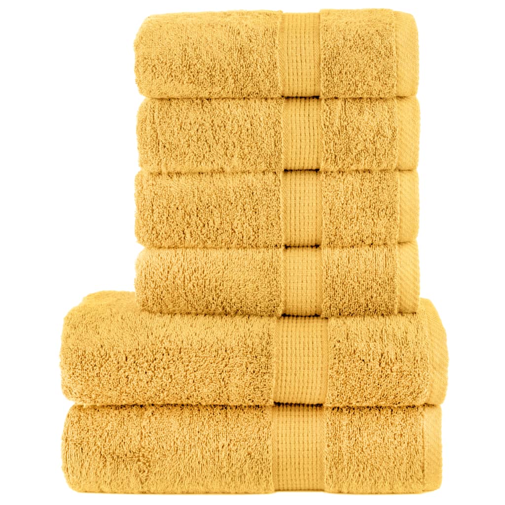 vidaXL 6 Piece Premium Towel Set SOLUND Gold 600 gsm