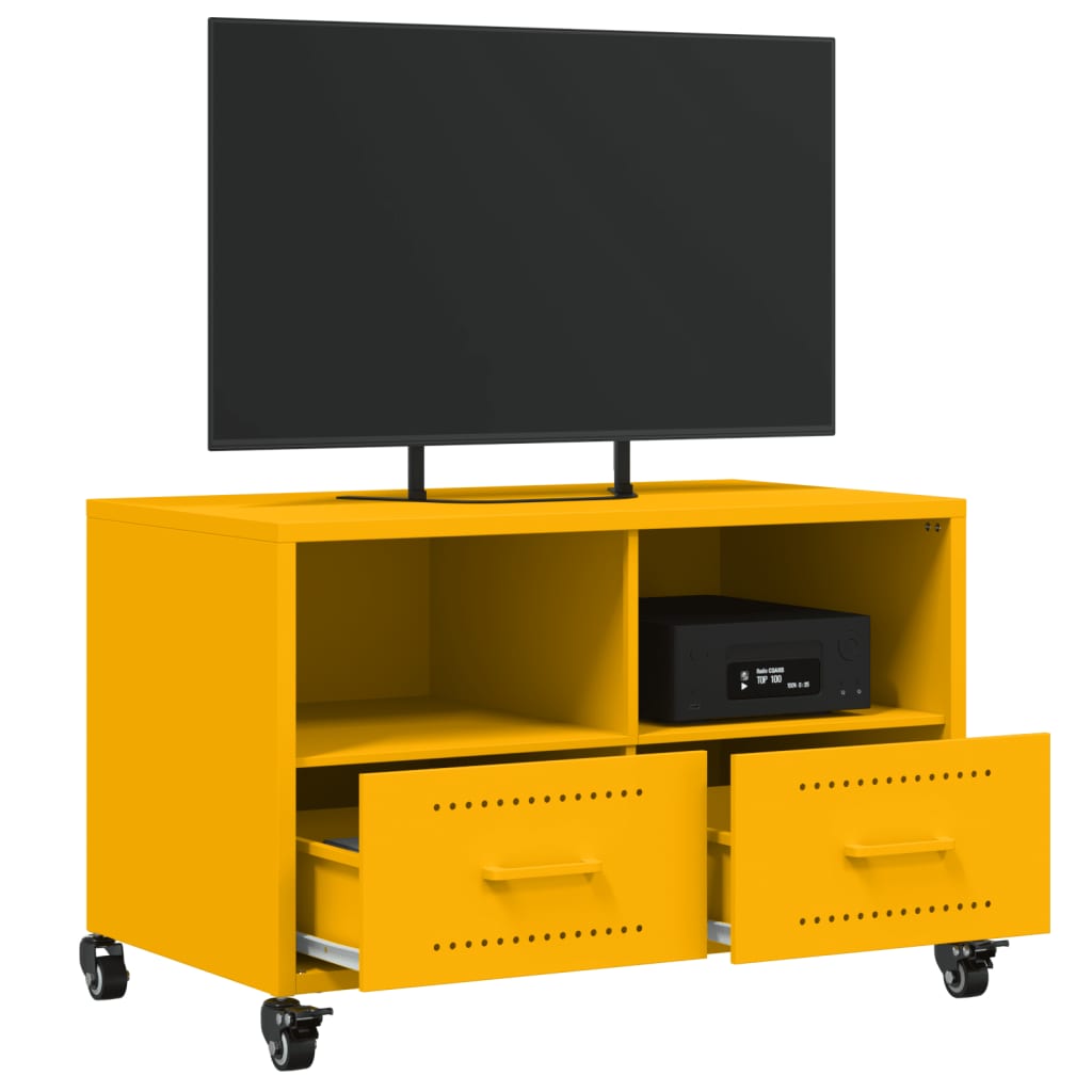 vidaXL TV Cabinet Mustard Yellow 68x39x43.5 cm Steel