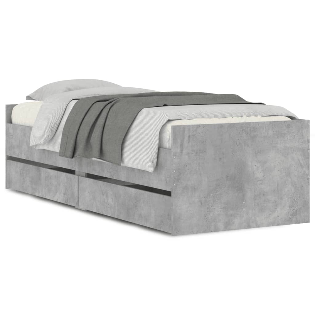 vidaXL Bed Frame without Mattress Concrete Grey 75x190 cm Small Single