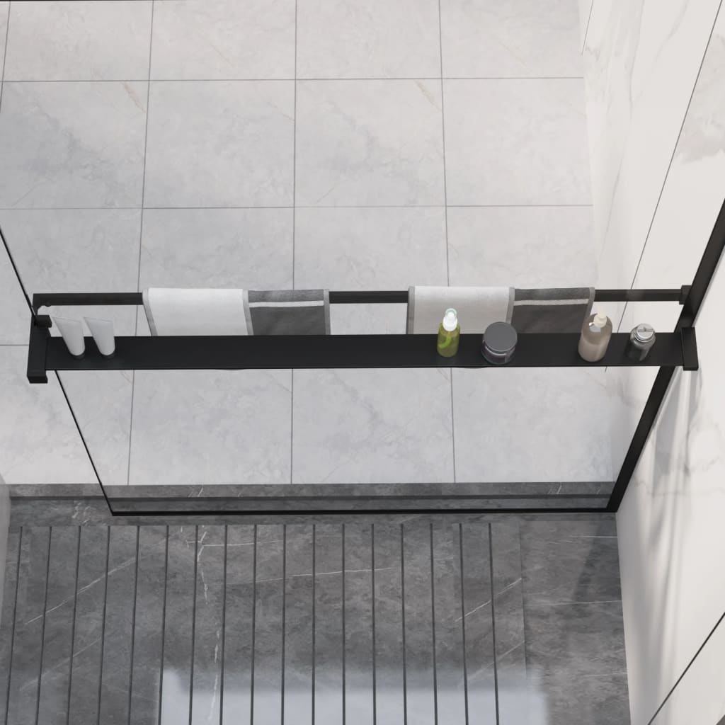 vidaXL Shower Shelf for Walk-in Shower Wall Black 100 cm Aluminium