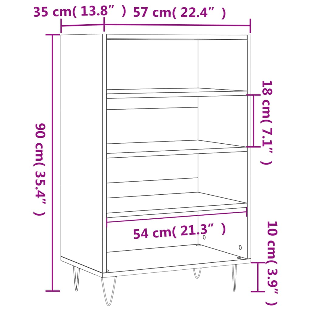 vidaXL Highboard Grey Sonoma 57x35x90 cm Engineered Wood