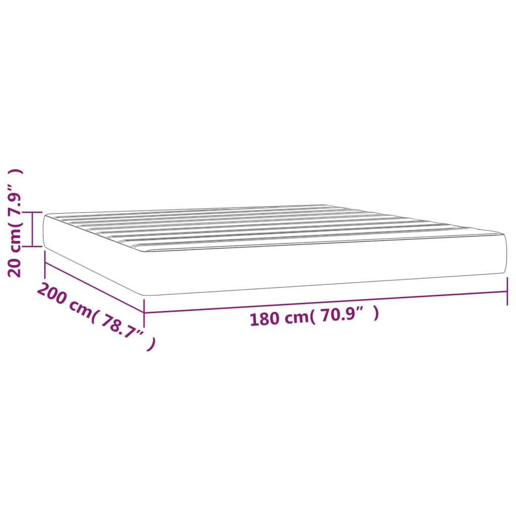 vidaXL Pocket Spring Bed Mattress Cream 180x200x20 cm Fabric