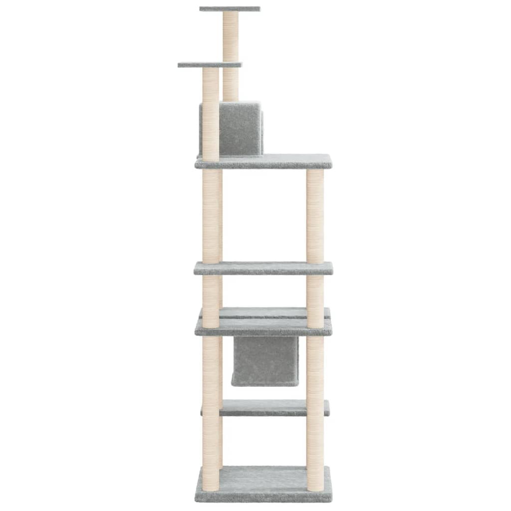 vidaXL Cat Tree with Sisal Scratching Posts Light Grey 176 cm