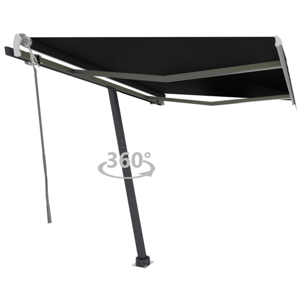 vidaXL Freestanding Manual Retractable Awning 350x250 cm Anthracite