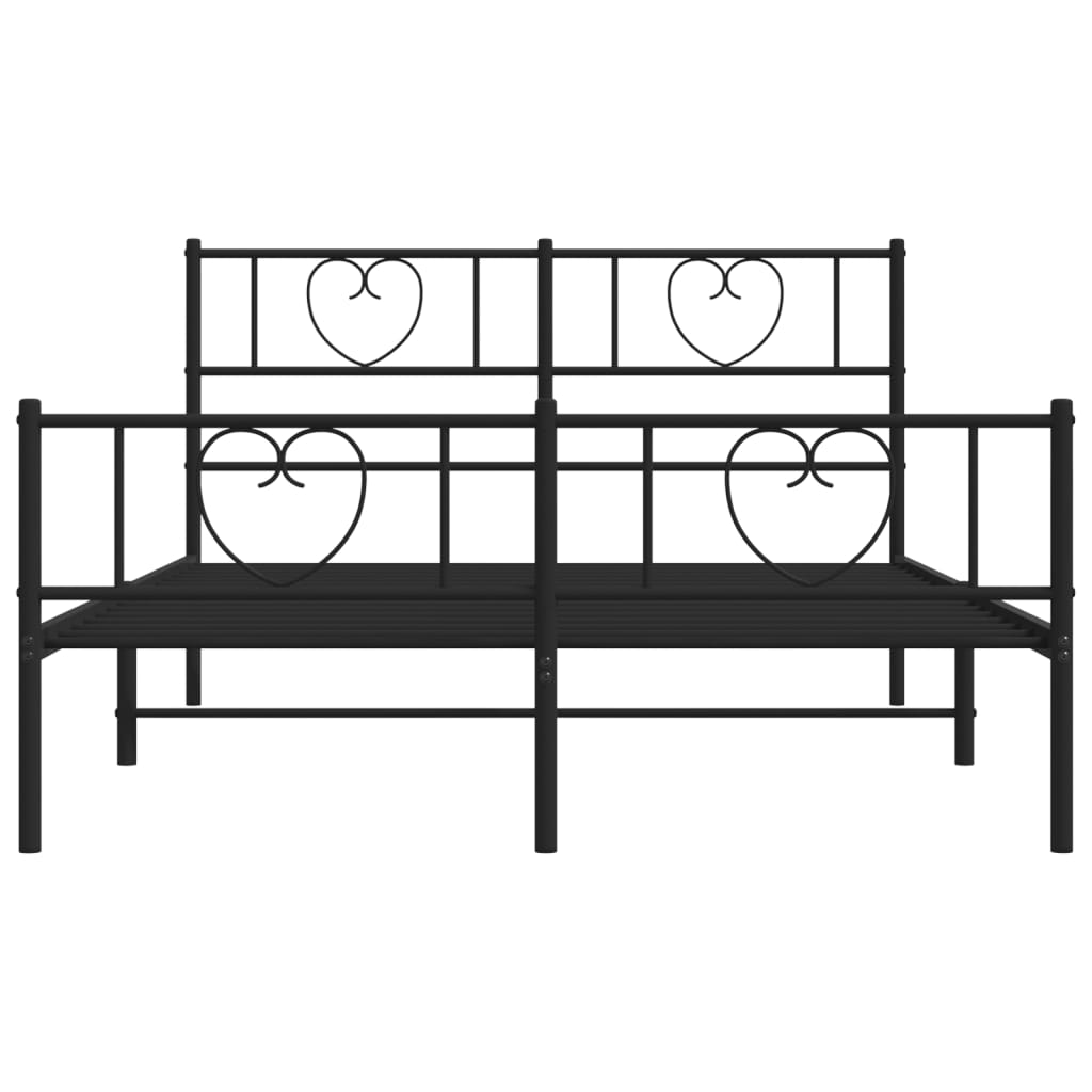 vidaXL Metal Bed Frame without Mattress with Footboard Black 120x200 cm