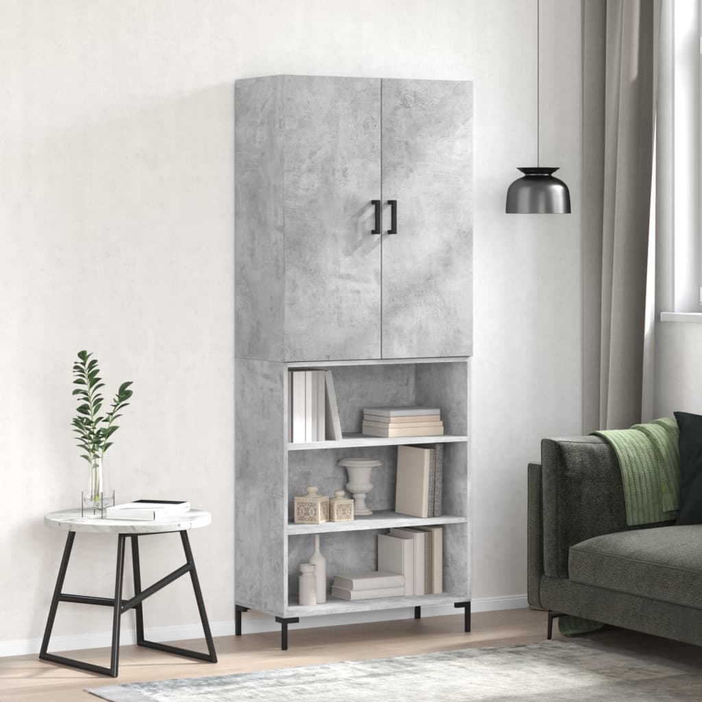 vidaXL Highboard Concrete Grey 69.5x34x180 cm Engineered Wood