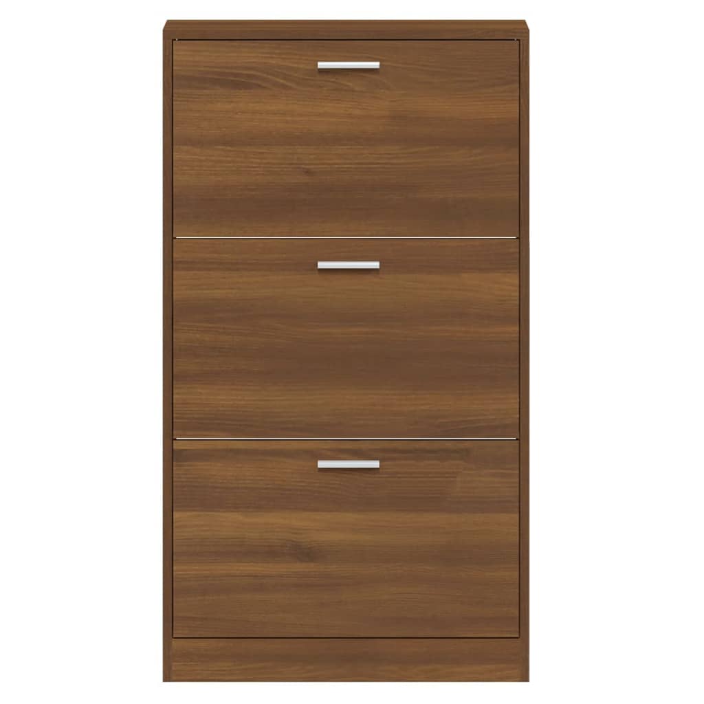 vidaXL Shoe Cabinet Brown Oak 59x17x108 cm Engineered Wood