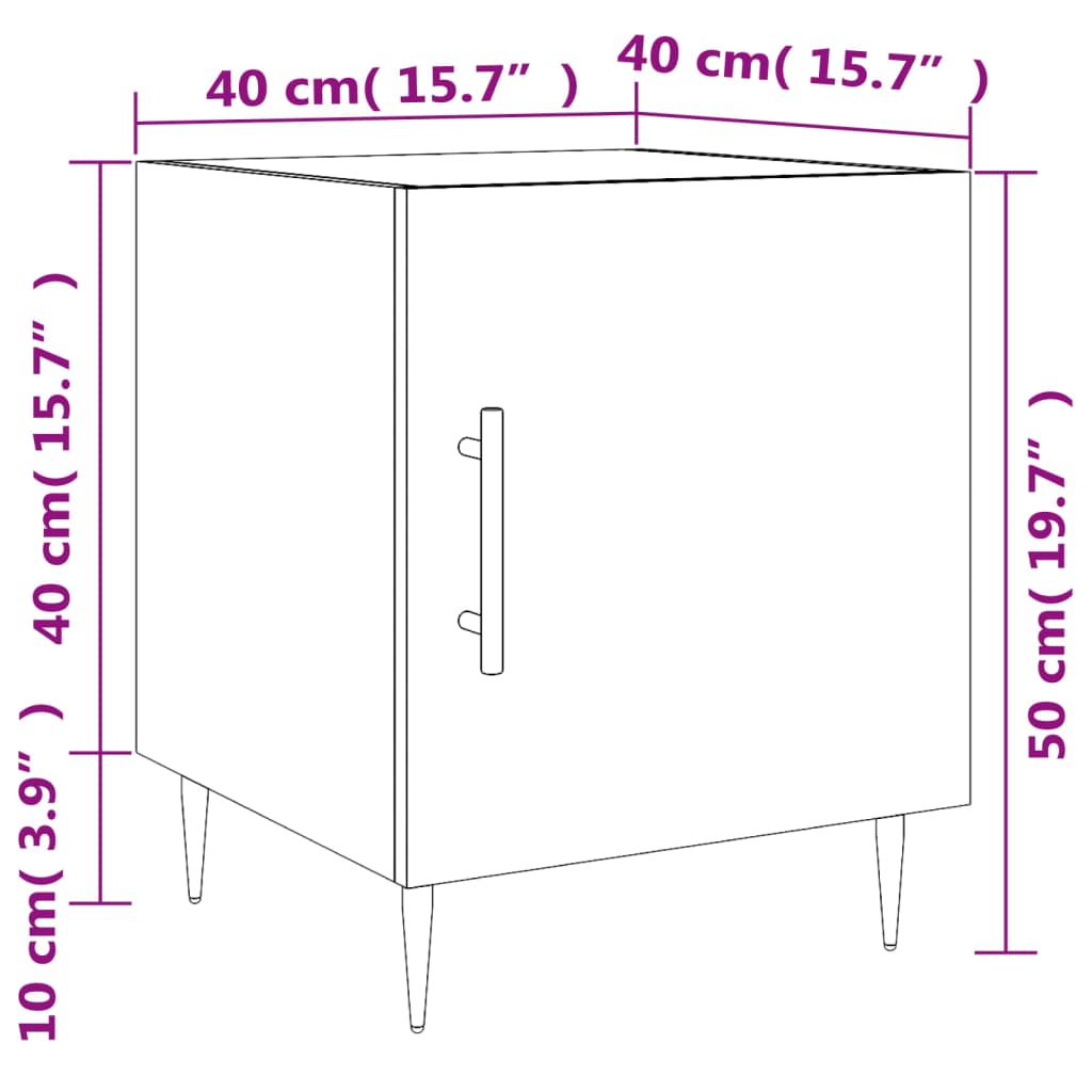 vidaXL Bedside Cabinet Brown Oak 40x40x50 cm Engineered Wood