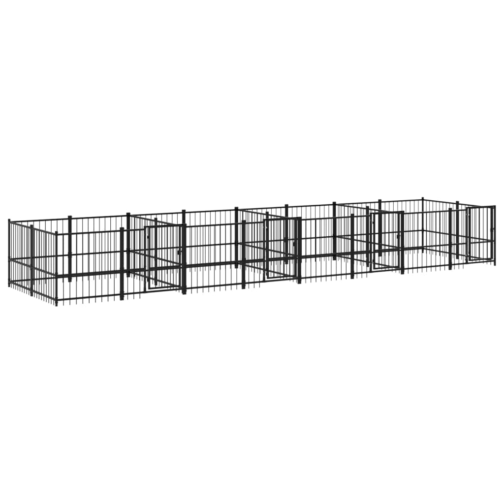 vidaXL Outdoor Dog Kennel Steel 15.02 m²