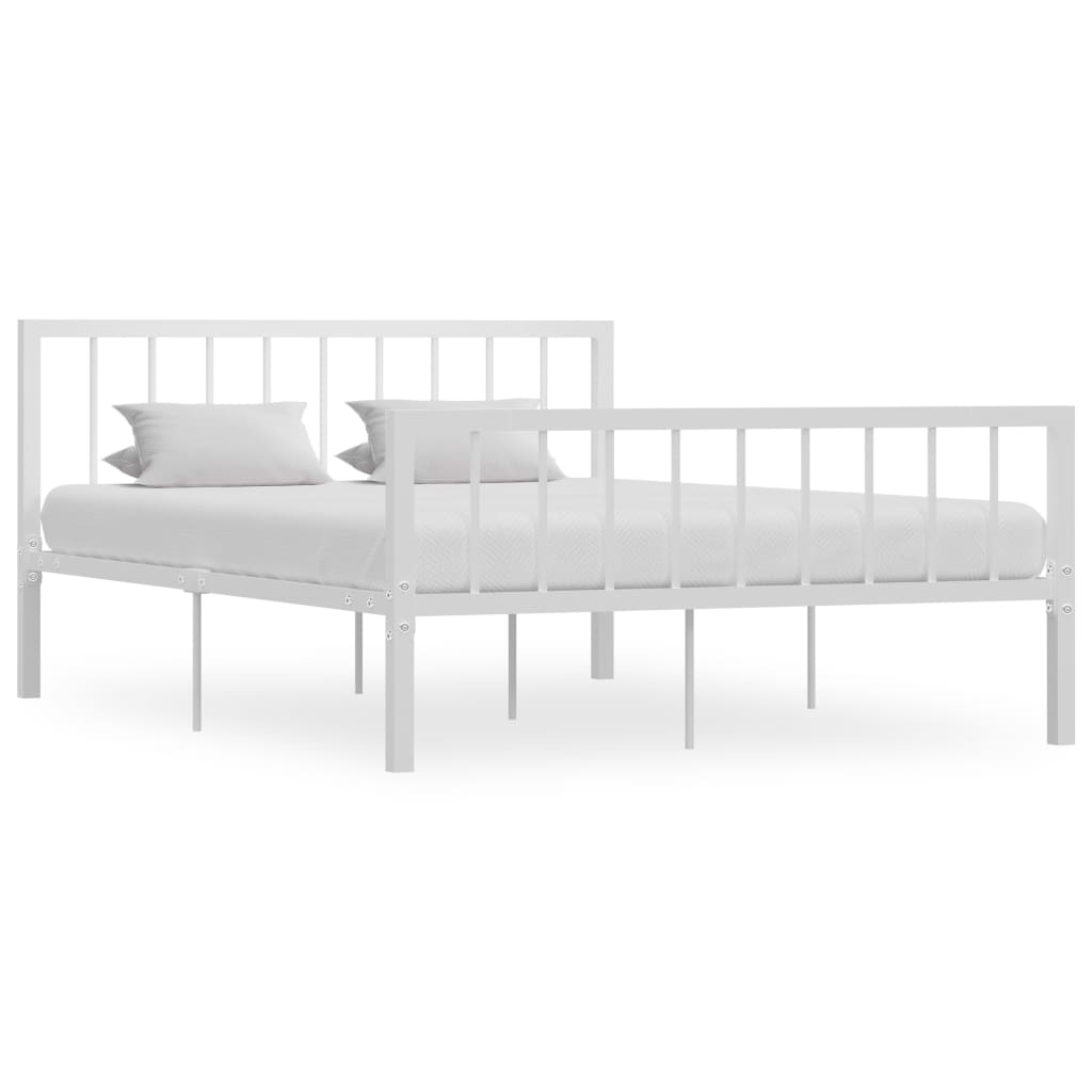 vidaXL Bed Frame without Mattress White Metal 140x200 cm