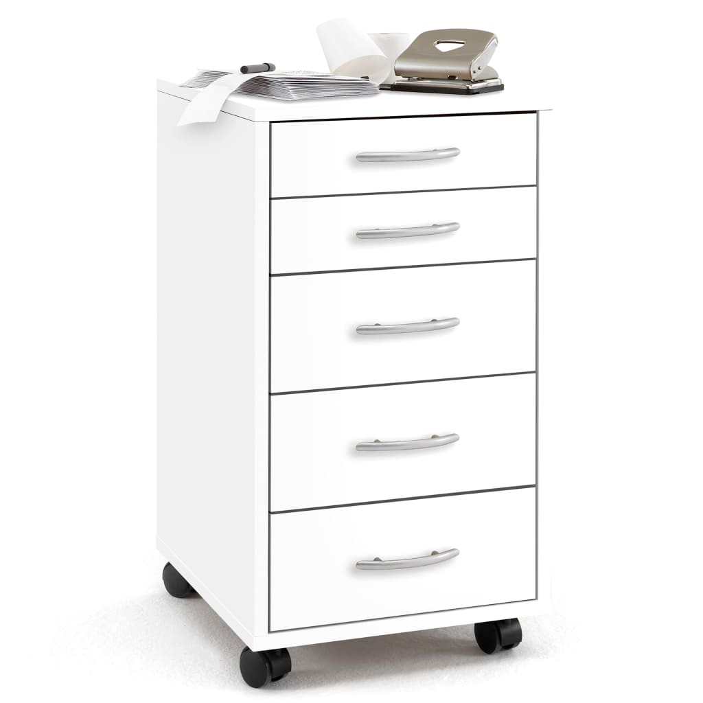 FMD Mobile 5 Drawer Cabinet White