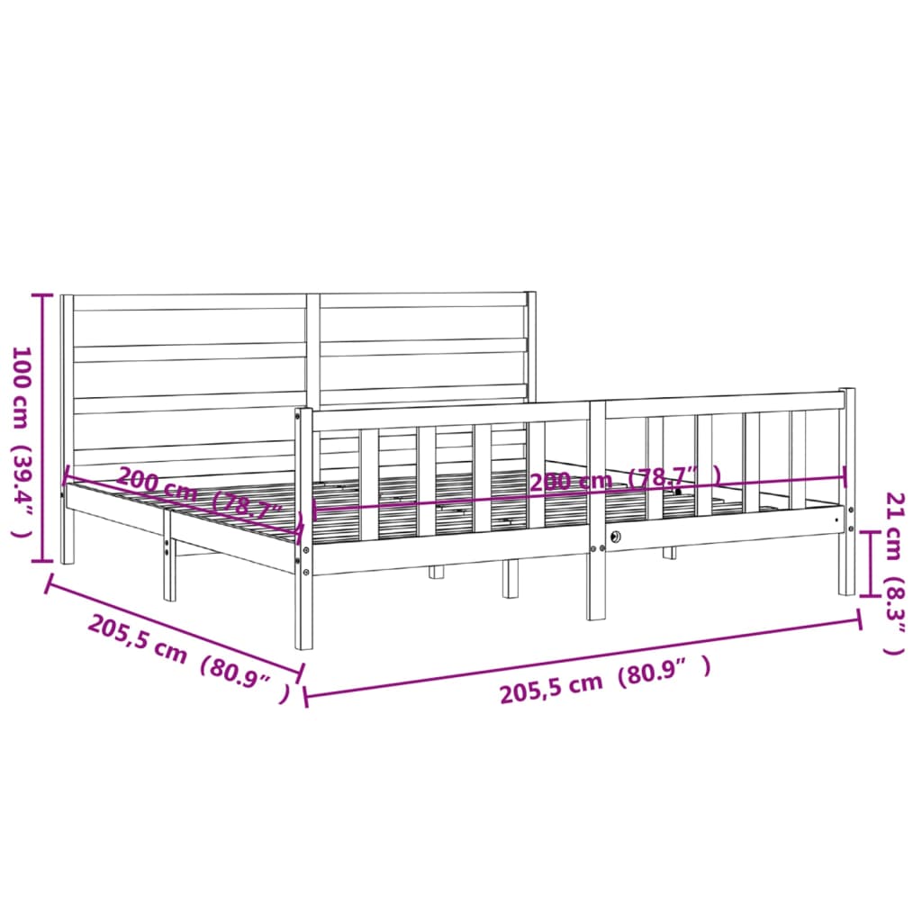 vidaXL Bed Frame without Mattress Honey Brown 200x200 cm Solid Wood Pine