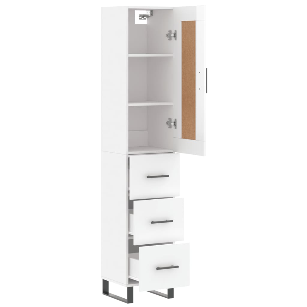 vidaXL Highboard High Gloss White 34.5x34x180 cm Engineered Wood